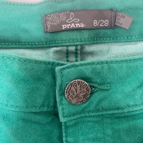Prana Green Ombré Jeans w/ Ankle Zipper, Size 8 - Picture 3 of 5